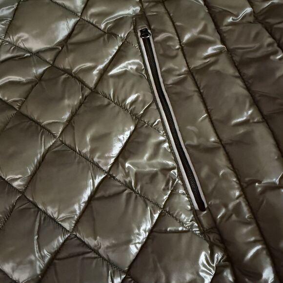 NOIZE Stella Vegan Hooded Quilted Lightweight Puffer‎ Jacket Olive Green Size XL - Picture 6 of 14